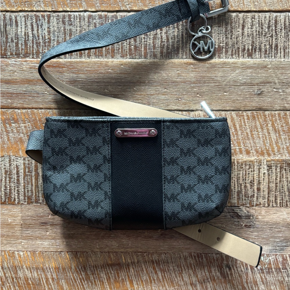Michael Kors Black and Gray Patterned Belt Bag